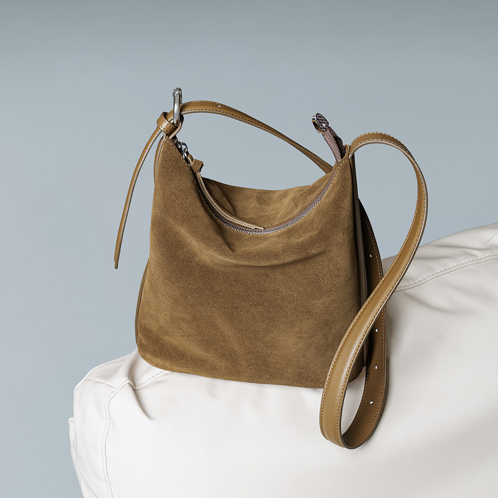Interior Design Style - Women's Bucket Bag Suede Leather Vintage