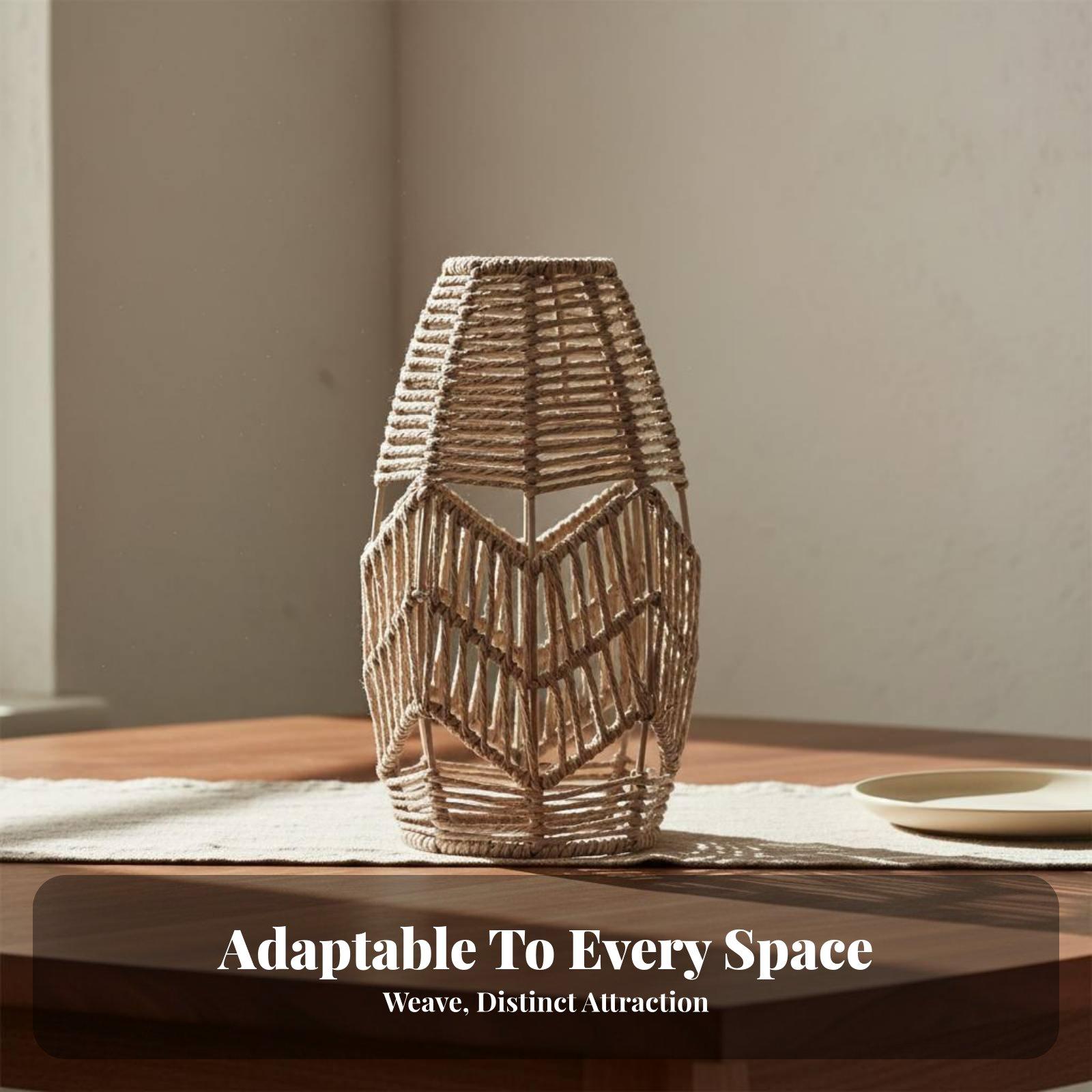 Wicker Pendant Shade - Handwoven Paper Rope Lamp Shade with