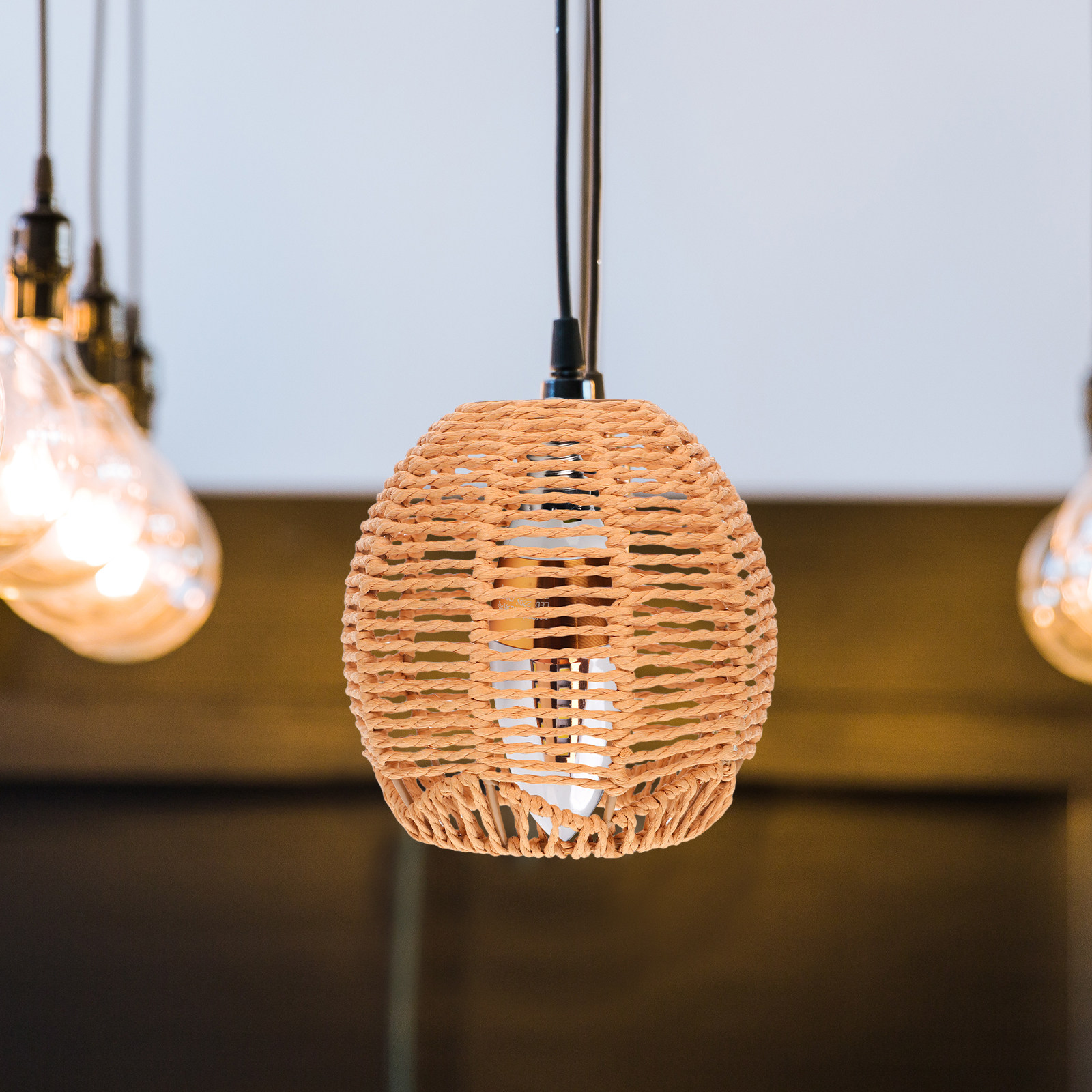 Nordic Paper Rope Wicker Lamp  - đánh giá và giá Wicker Pendant Shade