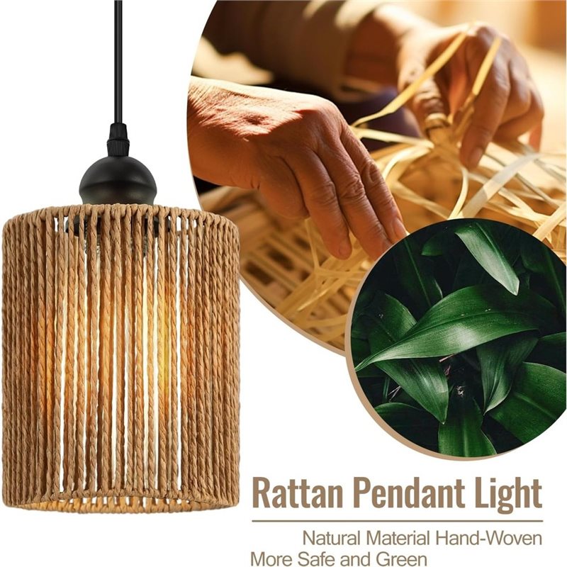 T19C 2 Pack Handwoven Wicker S - đánh giá và giá Wicker Pendant Shade